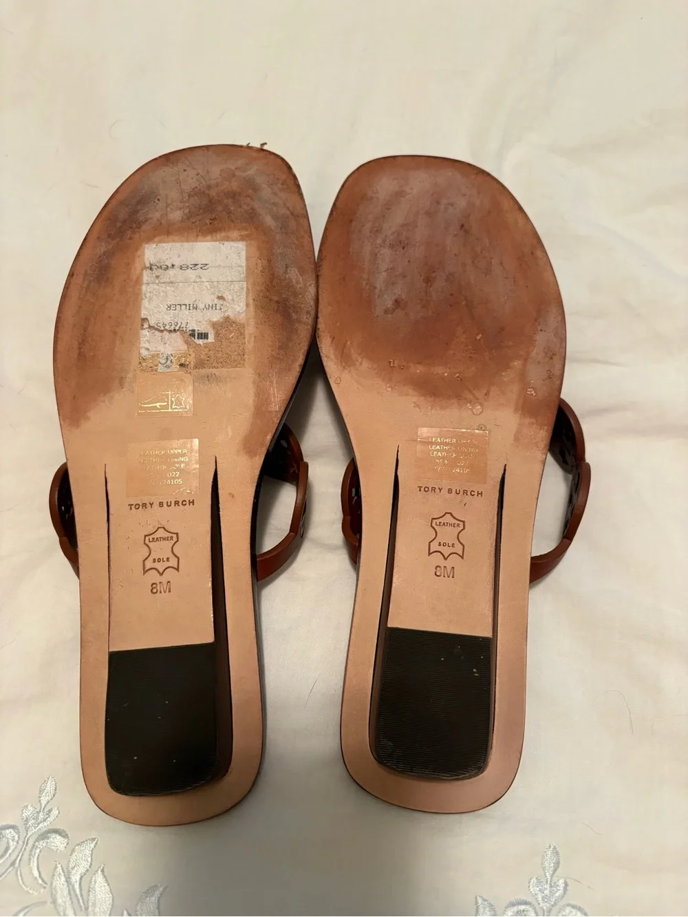 Tory Burch Brown Tiny Miller Leather Thong Sandals